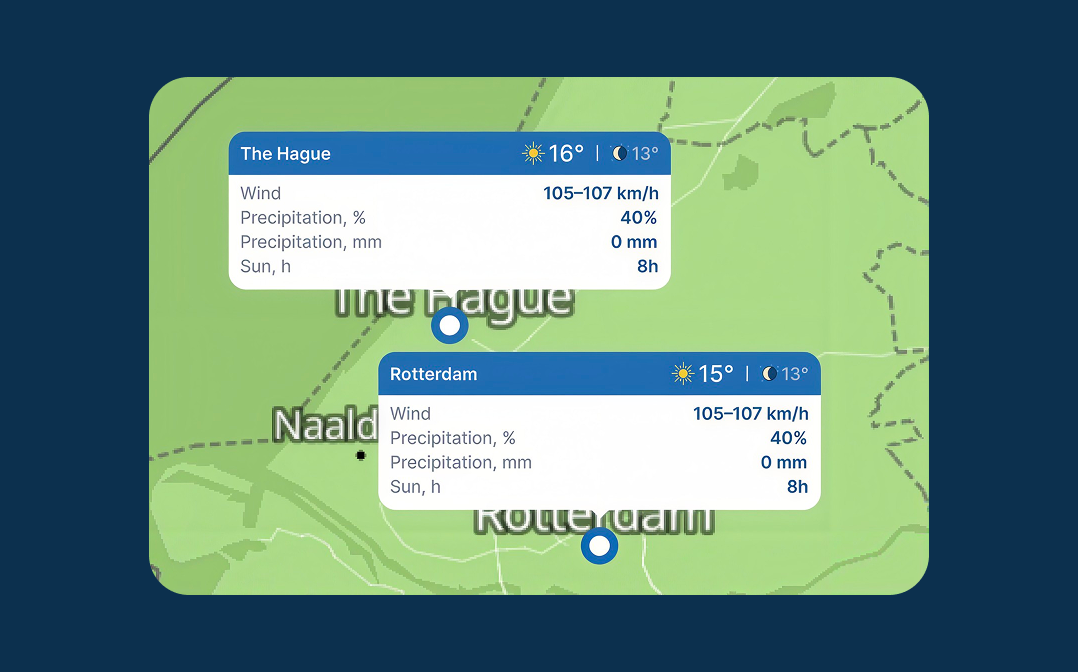 Hiking weather planner preview