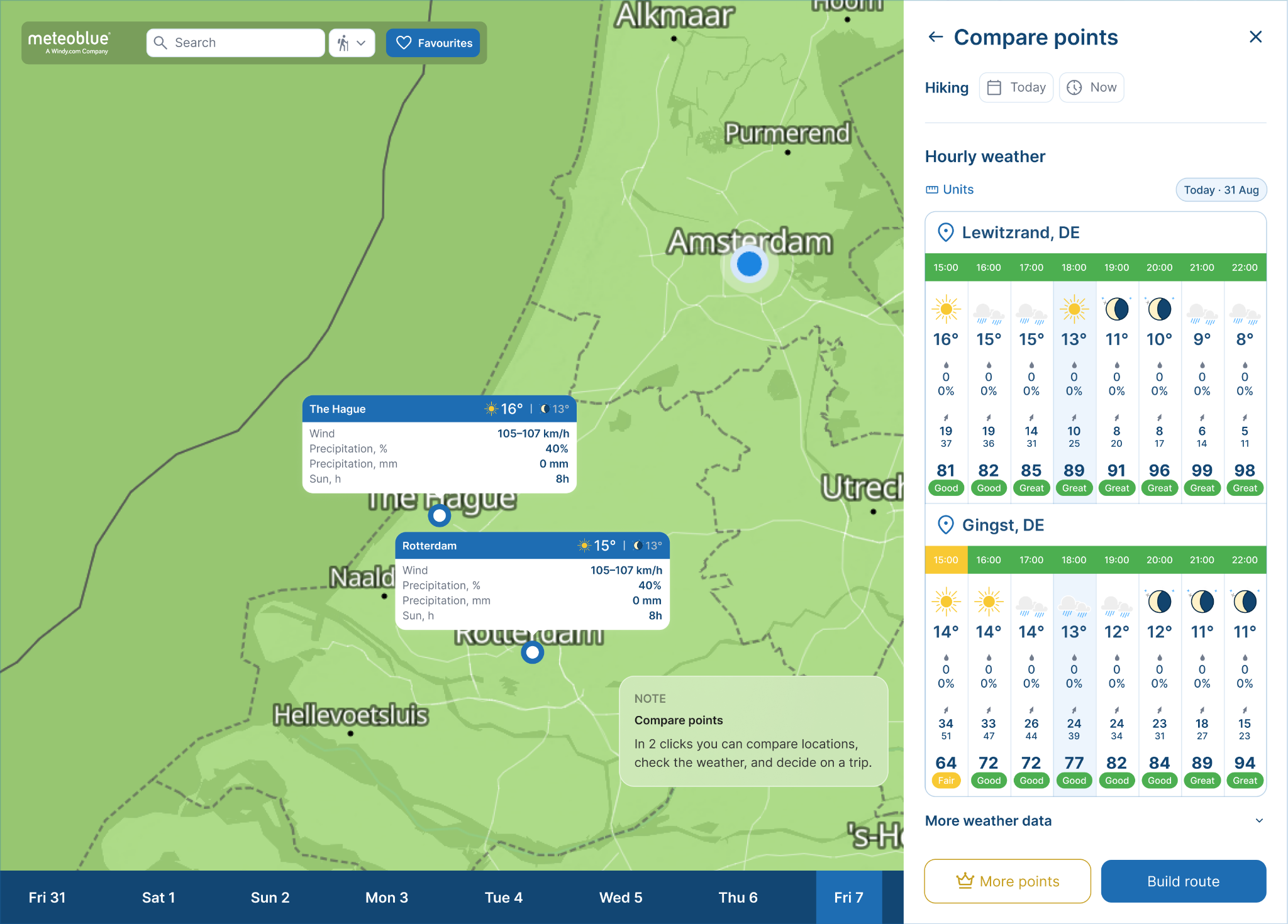 Compare weather for multiple locations
